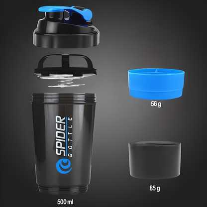 Spider Shaker – 2-in-1 Protein Mixing Bottle with Storage