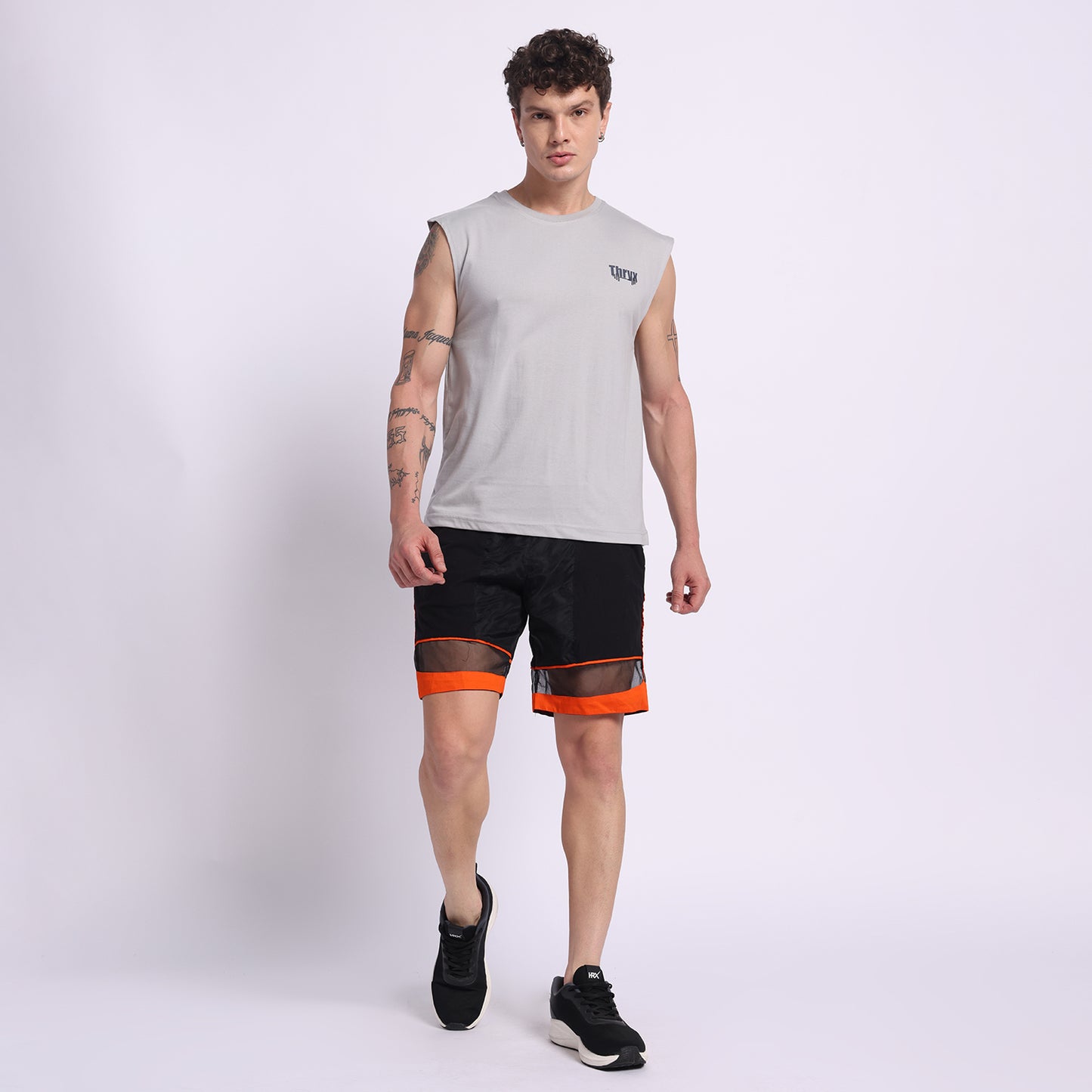 THRYX Grey Oversized Tank – Premium Gym Wear