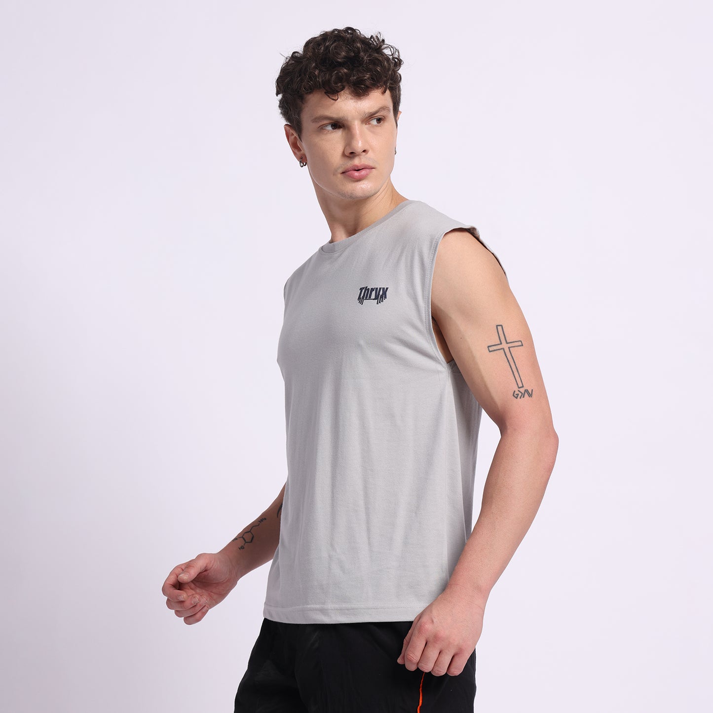 THRYX Grey Oversized Tank – Premium Gym Wear