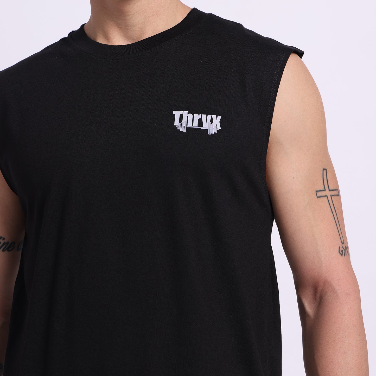 THRYX Black Oversized Tank – Premium Gym Wear