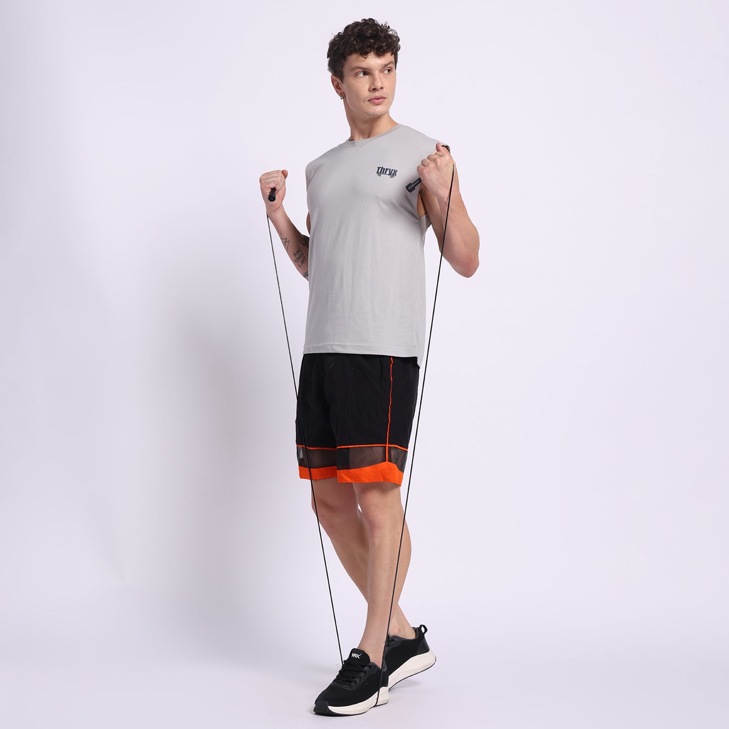 THRYX Grey Oversized Tank – Premium Gym Wear