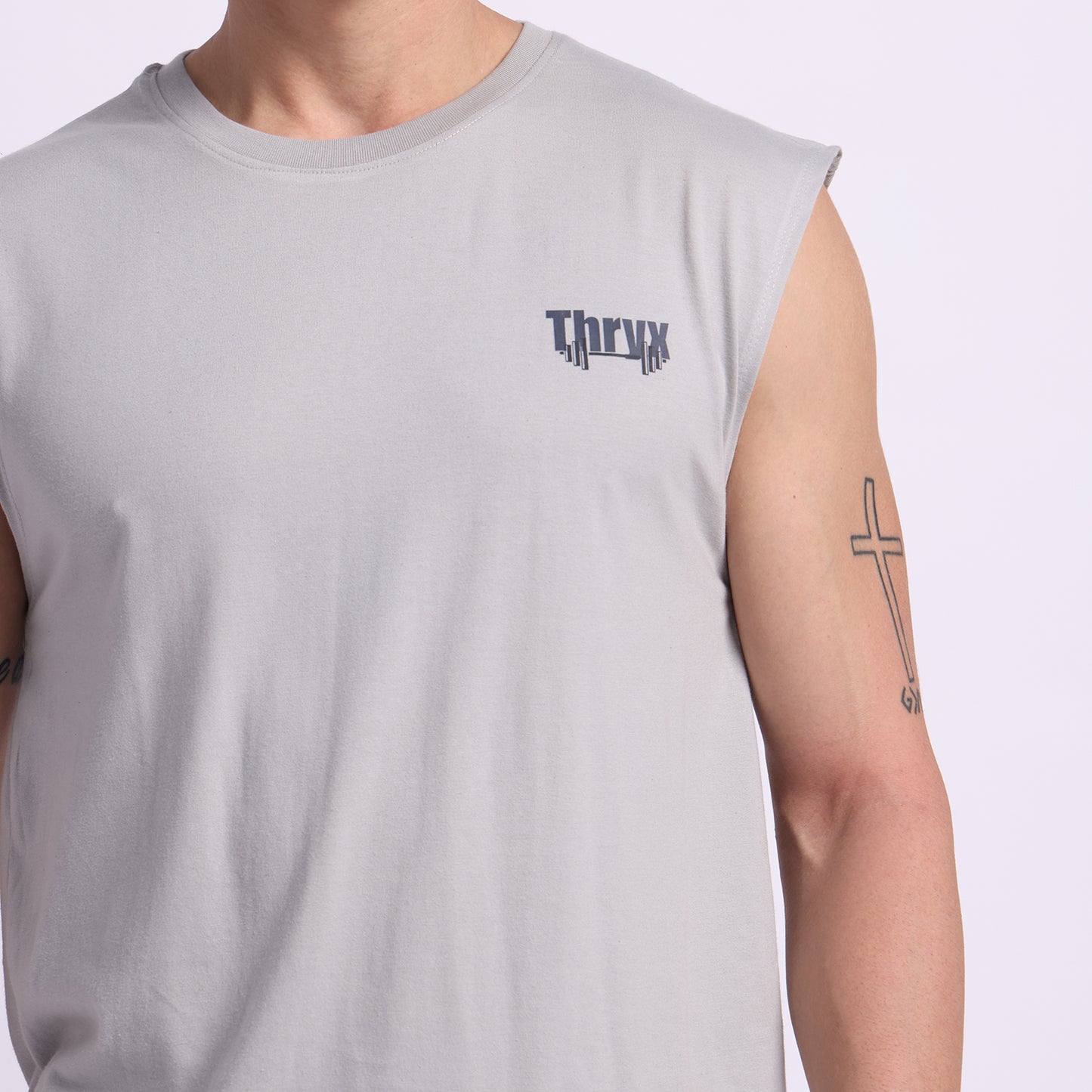 THRYX Grey Oversized Tank – Premium Gym Wear