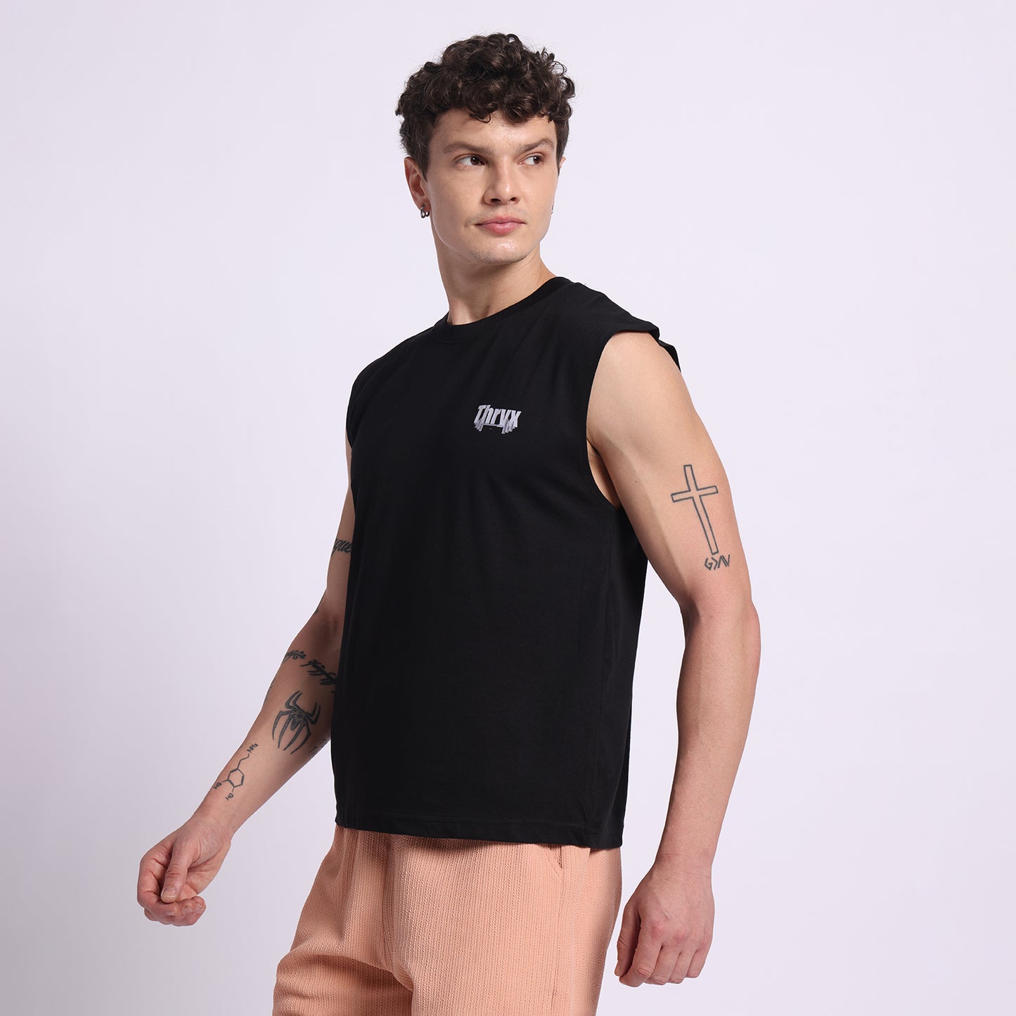 THRYX Black Oversized Tank – Premium Gym Wear