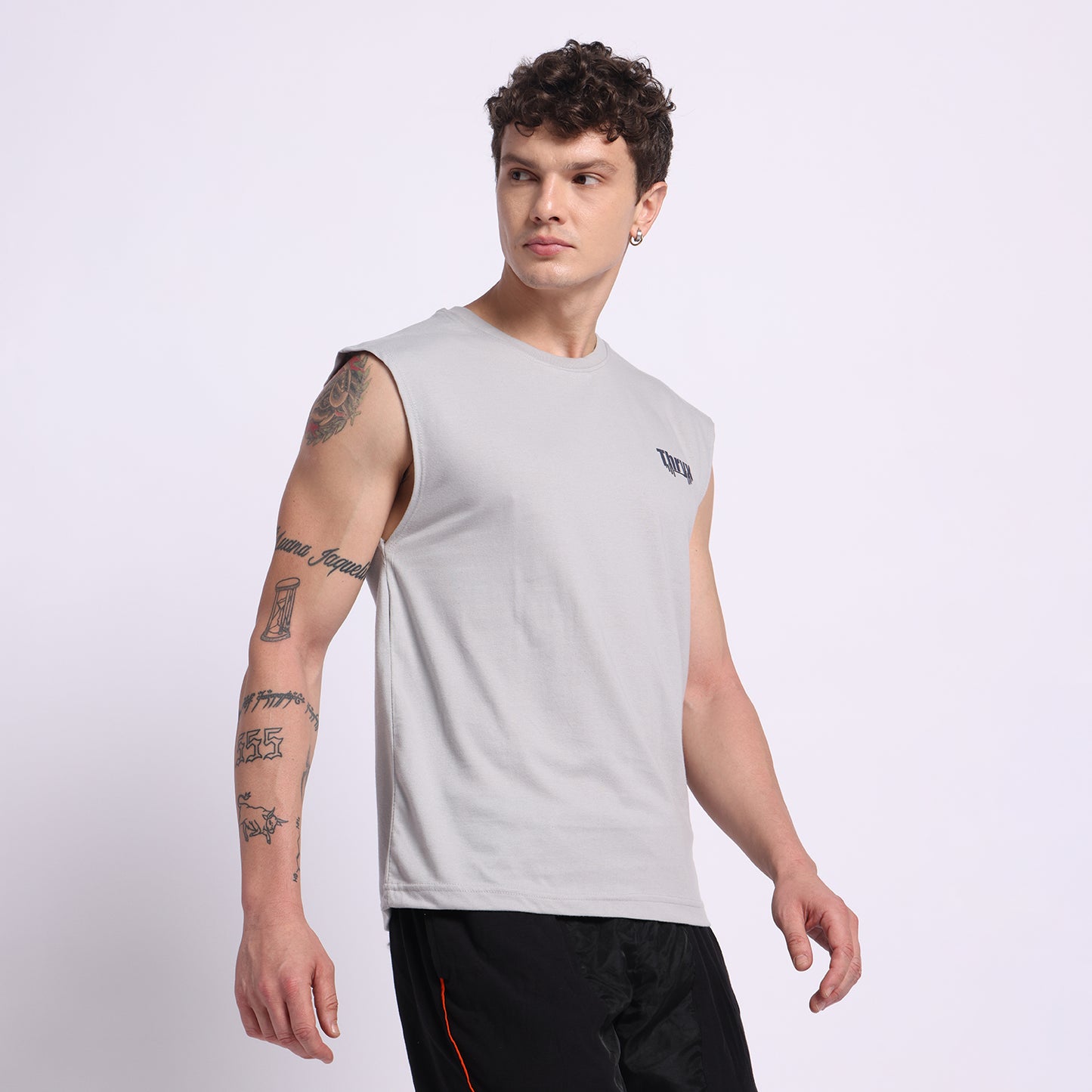 THRYX Grey Oversized Tank – Premium Gym Wear